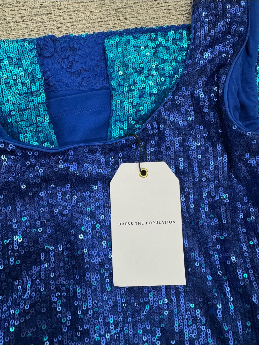 DRESS THE POPULATION Kayden Ombre Sequin Cocktail Dress - Picture 5 of 7